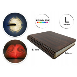 Lampka nocna LED RGB świecąca książka drewniana składana biurkowa Rozmiar L